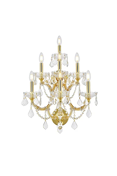 Elegant Maria Theresa 7 Light Gold Wall Sconce Clear Royal Cut Crystal 2800W7G/RC
