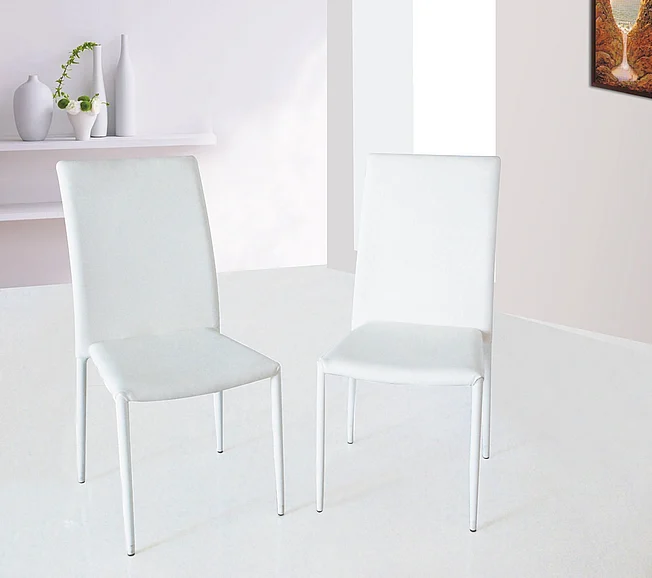 J&M DC-13 Leather Dining Chair in White (Set of 4) CLOSEOUT