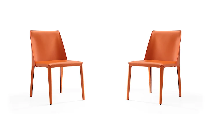 Manhattan Comfort Paris Coral Saddle Leather Dining Chair (Set of 2) DC032-CO