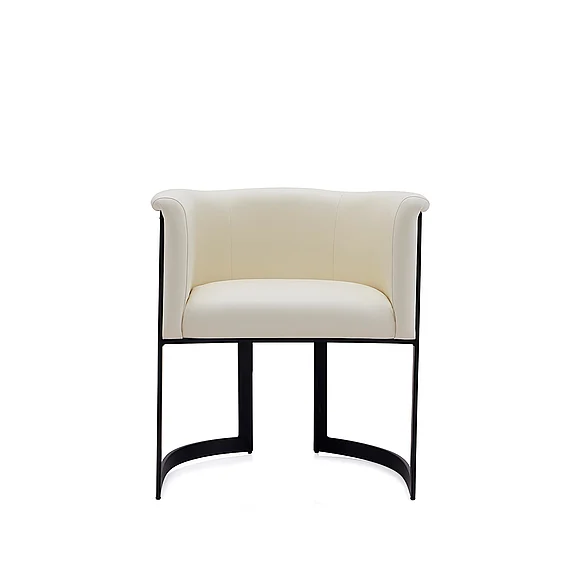 Manhattan Comfort Corso Leatherette Dining Chair with Metal Frame in Cream DC046-CR