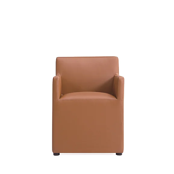 Manhattan Comfort Anna Modern Square Faux Leather Dining Armchair in Saddle DC058AR-SA