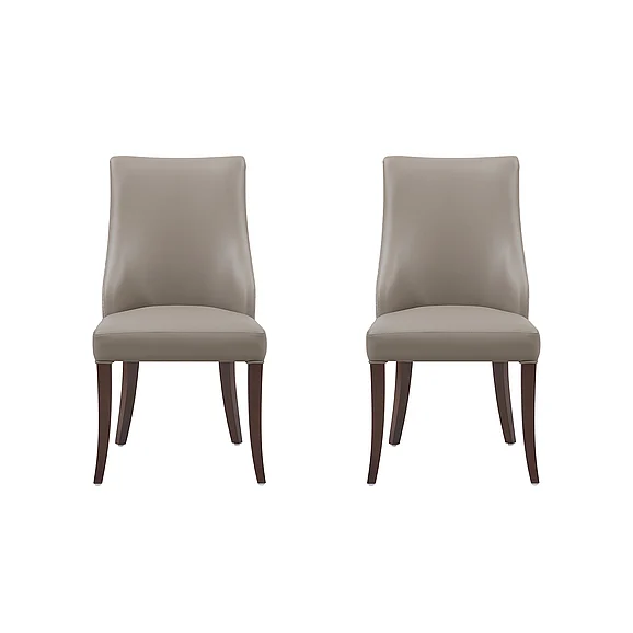 Manhattan Comfort Connie Taupe Leatherette and Velvet Dining Chair with Beech Wood Legs - Set of 2 DC095-TP