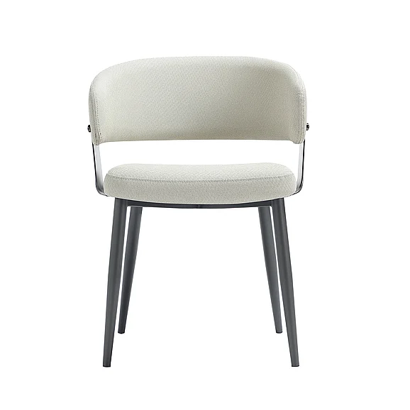 Manhattan Comfort Luce Oatmeal Textured Leatherette Dining Chair with Metal Legs DC097-OT