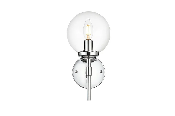 Elegant Ingrid 1 Light Chrome and Clear Bath Sconce LD7302W6CH
