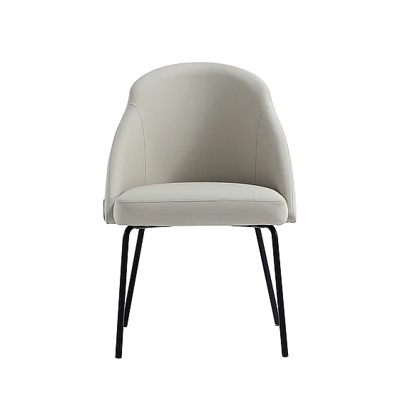 Manhattan Comfort Gracie Stone and Black Leatherette Dining Chair with Steel Legs DC100-BST