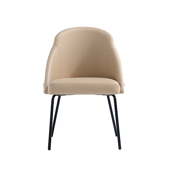 Manhattan Comfort Gracie Tan and Black Leatherette Dining Chair with Steel Legs DC100-BTN