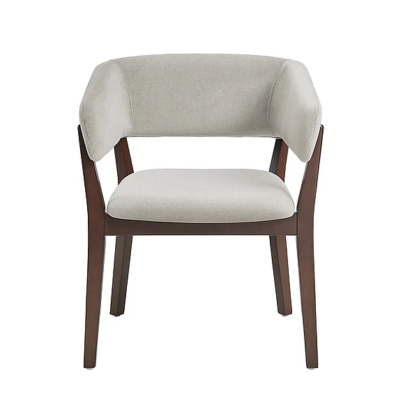 Manhattan Comfort Blake Greige Faux Mohair Dining Armchair with Beech Wood Legs DC102AR-GE