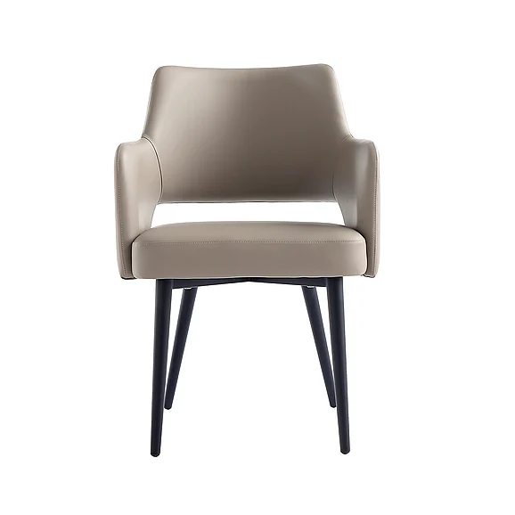 Manhattan Comfort Tremont Taupe Leatherette Dining Arm Chair with Metal Legs DC104AR-TP