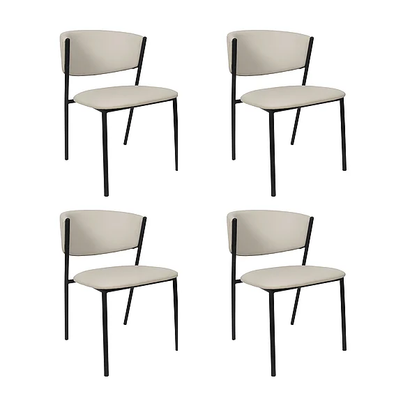 Manhattan Comfort Drift Vegan Leather Metal Side Chair in Stone Gray - Set of 4 DC1532-1