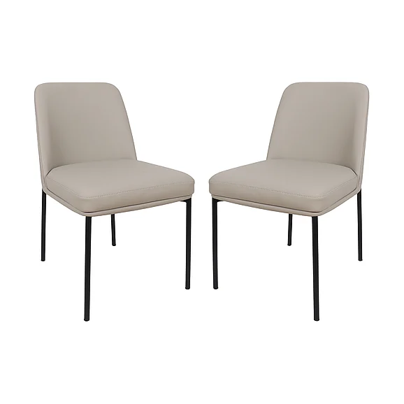 Manhattan Comfort Loft Metal Vegan Leather Side Chair (Set of 2) in Stone Gray DC1533-1