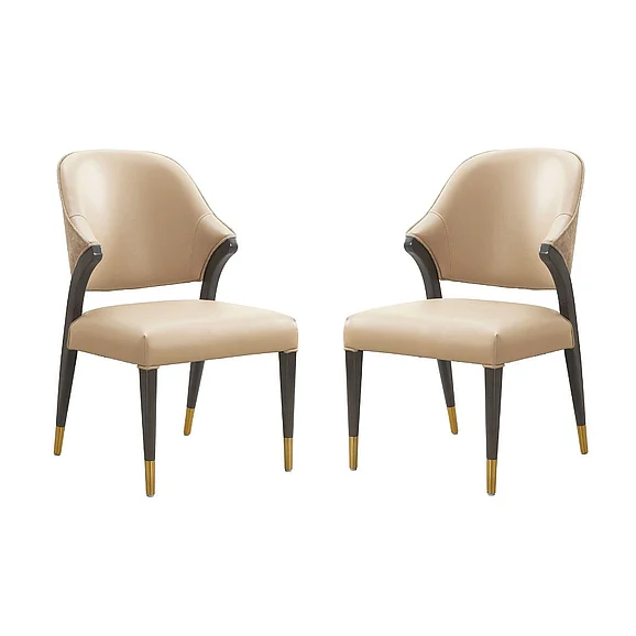 Manhattan Comfort Collette Wood Upholstered Side Chair in Tan (Set of 2) DC1551-2