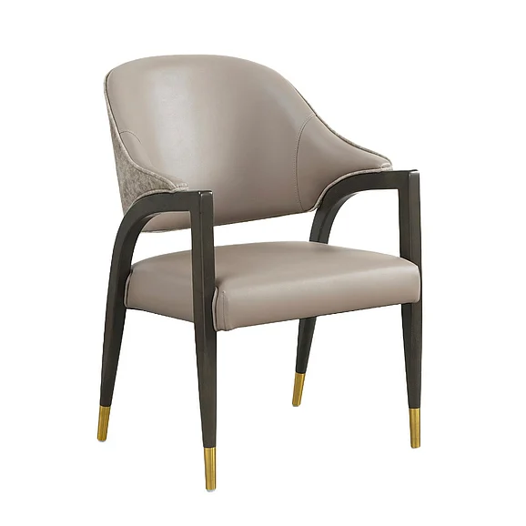 Manhattan Comfort Collette Wood Upholstered Arm Chair in Taupe DC1552-1