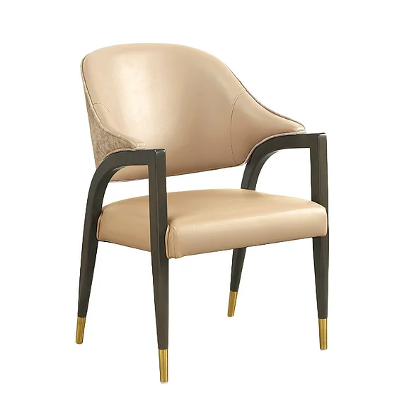Manhattan Comfort Collette Wood Upholstered Arm Chair in Tan DC1552-2
