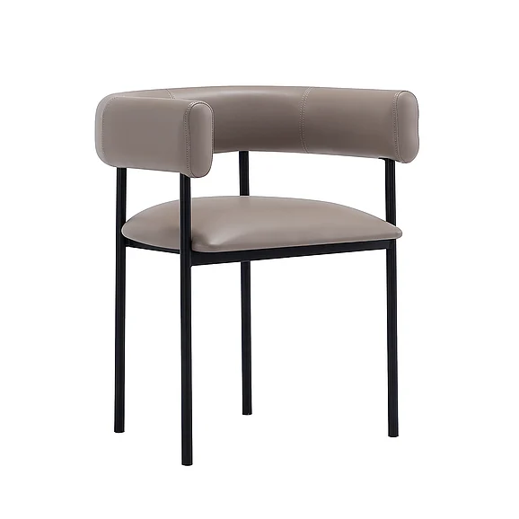 Manhattan Comfort Onda Metal Vegan Leather Dining Chair in Black DC1608-3