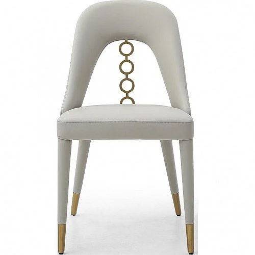 Whiteline Modern Liza Dining Chair in DC1710P-LGRY/GLD