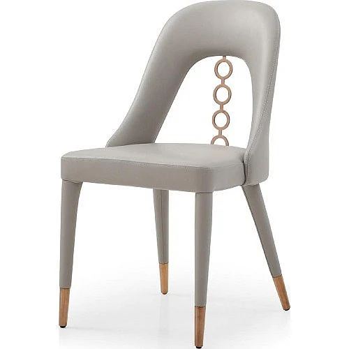 Whiteline Modern Liza Dining Chair in DC1710P-LGRY/RGLD CLOSEOUT