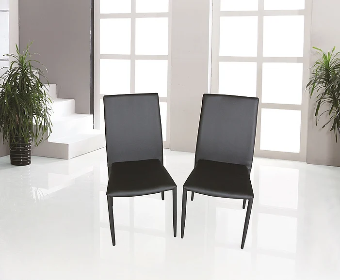 J&M DC-13 Leather Dining Chair in Black (Set of 4) CLOSEOUT