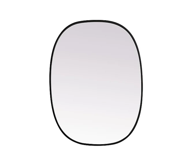 Elegant Metal Frame Oval Mirror 27X36 In. in Black MR2B2736BLK