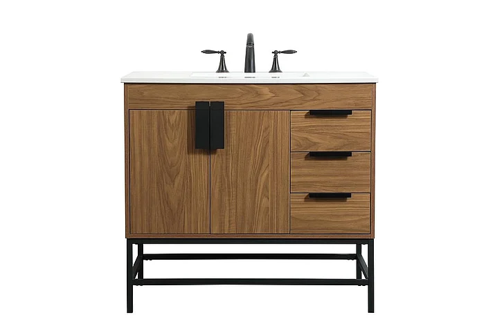 Elegant 36 In. Single Bathroom Vanity in Walnut Brown VF48836WB