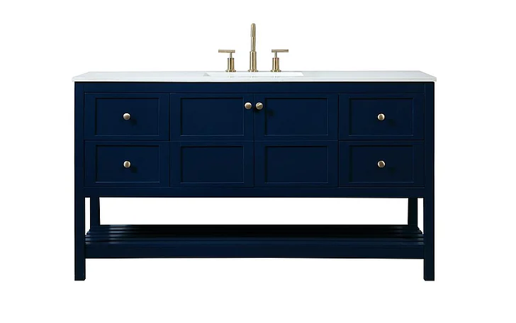 Elegant 60 In. Single Bathroom Vanity in Blue VF16460BL