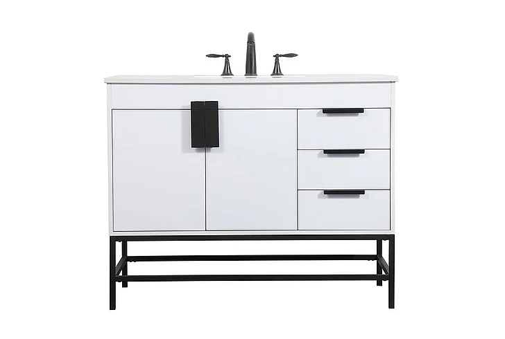 Elegant 42 In. Single Bathroom Vanity in White VF48842MWH