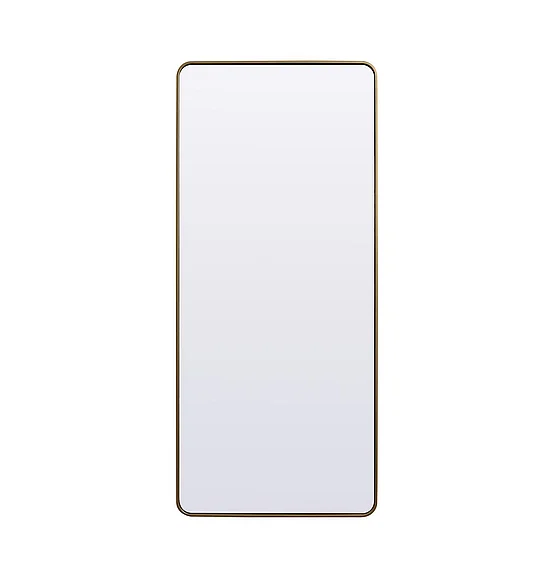 Elegant Soft Corner Metal Rectangle Full Length Mirror 32X72 In. in Brass MR80FL3272BR
