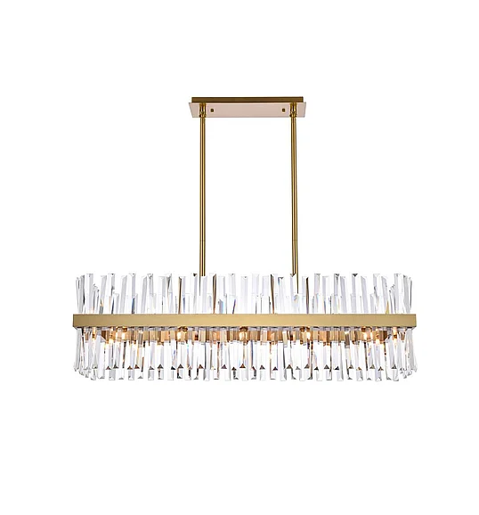 Elegant Serephina 42 In. Crystal Rectangle Chandelier Light in Satin Gold 6200G42SG
