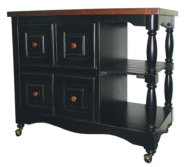 Sunset Trading Regal Kitchen Cart in Antique Black with Cherry DCY-CRT-03-BCH