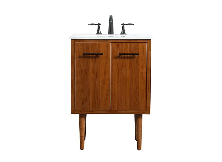 Elegant 24 In. Single Bathroom Vanity in Teak VF48024MTK CLOSEOUT