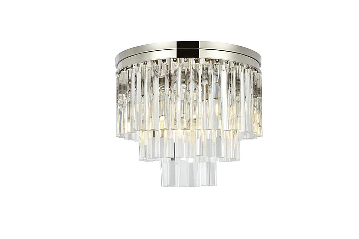 Elegant Sydney 9 Light Polished Nickel Flush Mount Clear Royal Cut Crystal 1201F20PN/RC