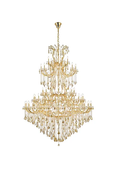 Elegant Maria Theresa 85 Light Gold Chandelier Golden Teak (Smoky) Royal Cut Crystal 2800G96G-GT/RC