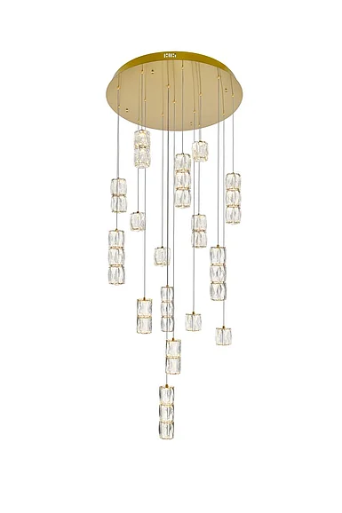 Elegant Polaris Led Light Gold Pendant Clear Crystal 3500D28G