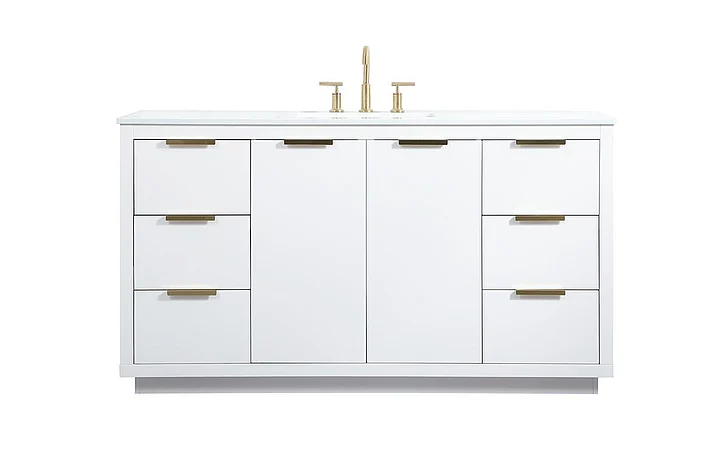 Elegant 60 In. Single Bathroom Vanity in White VF19460WH