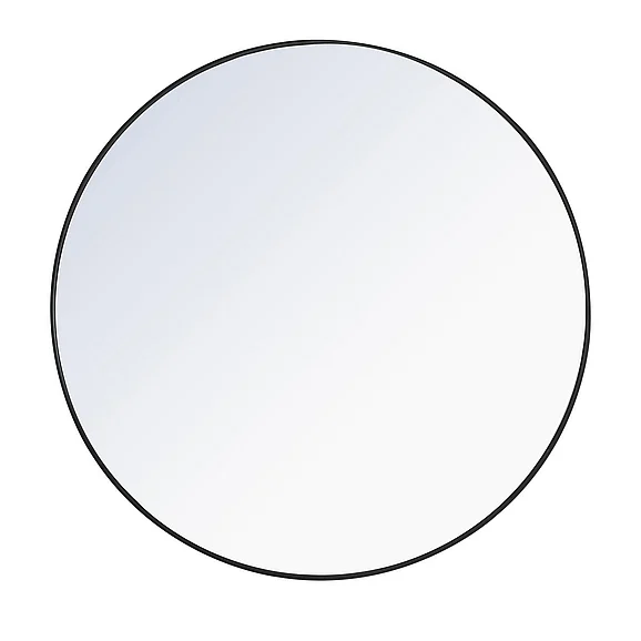Elegant Metal Frame Round Mirror 48 In. Black Finish MR4047BK