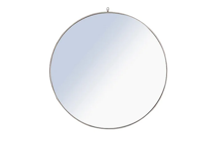 Elegant Metal Frame Round Mirror with Decorative Hook 48 In. Silver Finish MR4069S