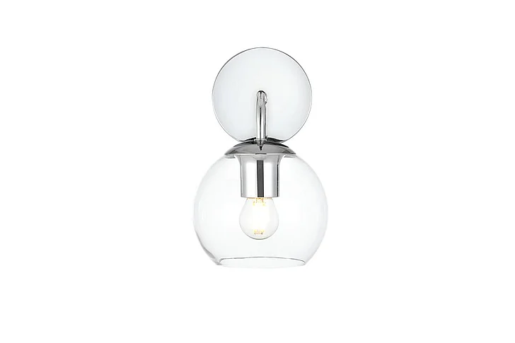 Elegant Genesis 1 Light Chrome and Clear Bath Sconce LD7321W6CH