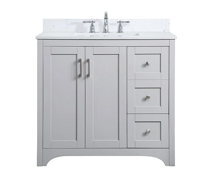 Elegant 36 In. Single Bathroom Vanity in Grey with Backsplash VF17036GR-BS