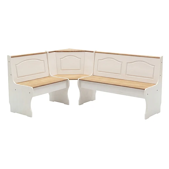 Linon Furniture Chelsea Corner Nook in White and Natural 90366WHTNAT01KDU