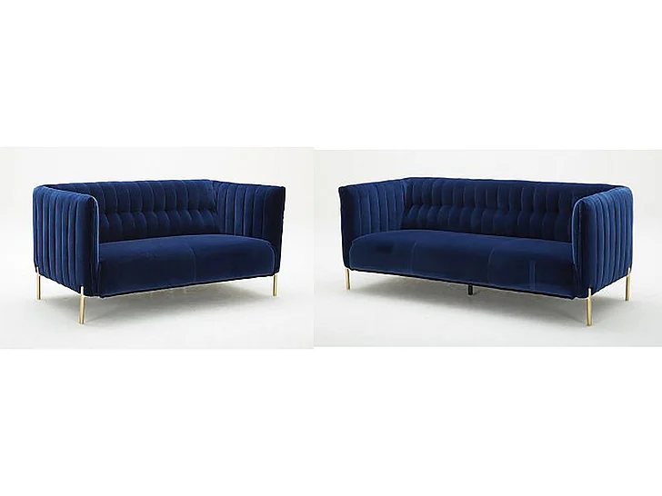J&M Deco 2pc Living Room Set in Blue