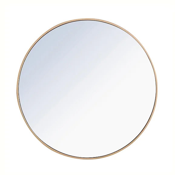 Elegant Metal Frame Round Mirror 32 In. Brass Finish MR4038BR