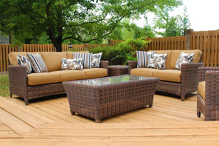 South Sea Outdoor Del Ray 2-Piece Living Room Set in Chestnut Frame