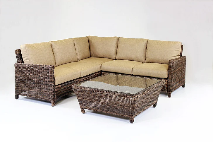 South Sea Outdoor Del Ray 5-Piece Sectional Living Room Set in Chestnut