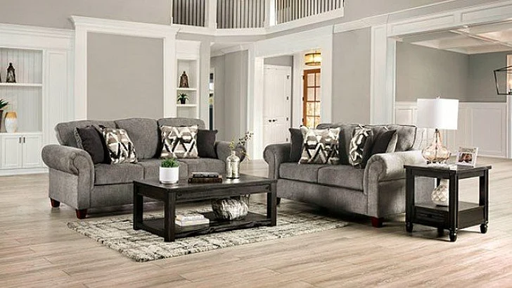 Furniture of America Delgada 2pc Living Room Set in Graphite