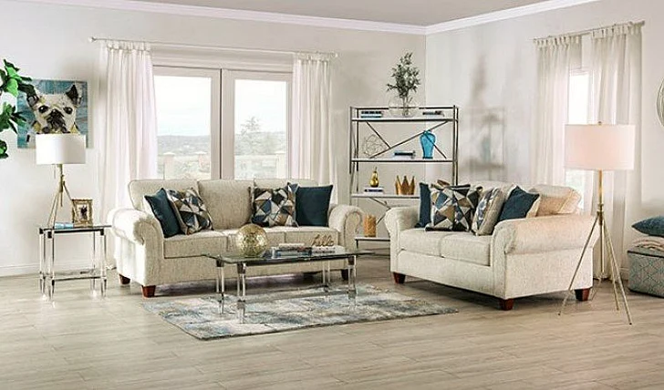 Furniture of America Delgada 2pc Living Room Set in Beige