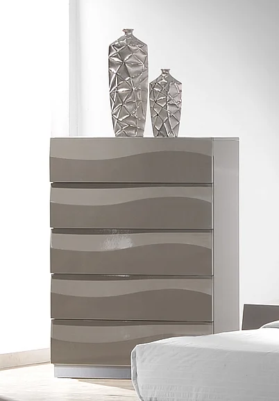 Chintaly Delhi 5 Drawer Chest in Gloss Grey DELHI-CHT