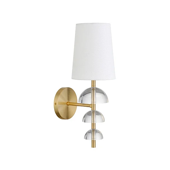 Worlds Away Sconce w/ Stacked Acrylic Hemisphere Detail in Antique Brass DEMI ABR