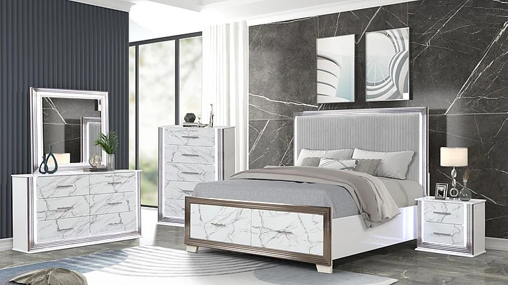 Galaxy Home Desire 2pc Panel Bedroom Set in White
