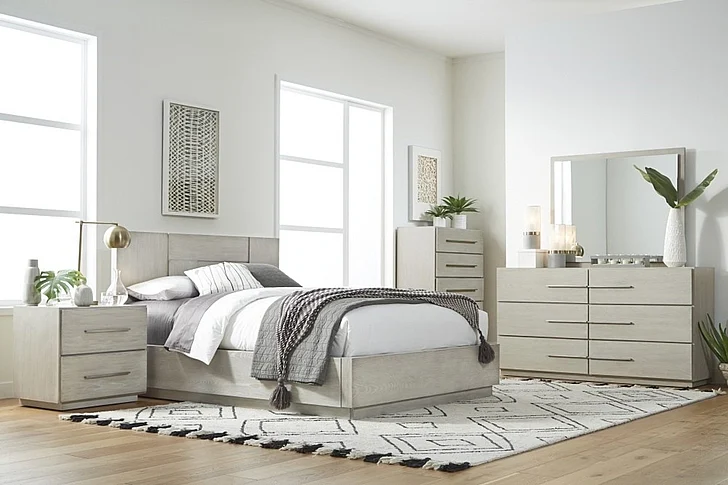 Modus Furniture Destination 2pc Platform Bedroom Set in Cotton Grey