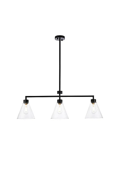 Elegant Mera 3 Lights Black Pendant LD2502BK