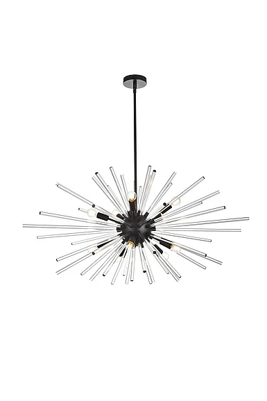 Elegant Sienna 46 In. Crystal Rod Pendant in Black 2502D46BK
